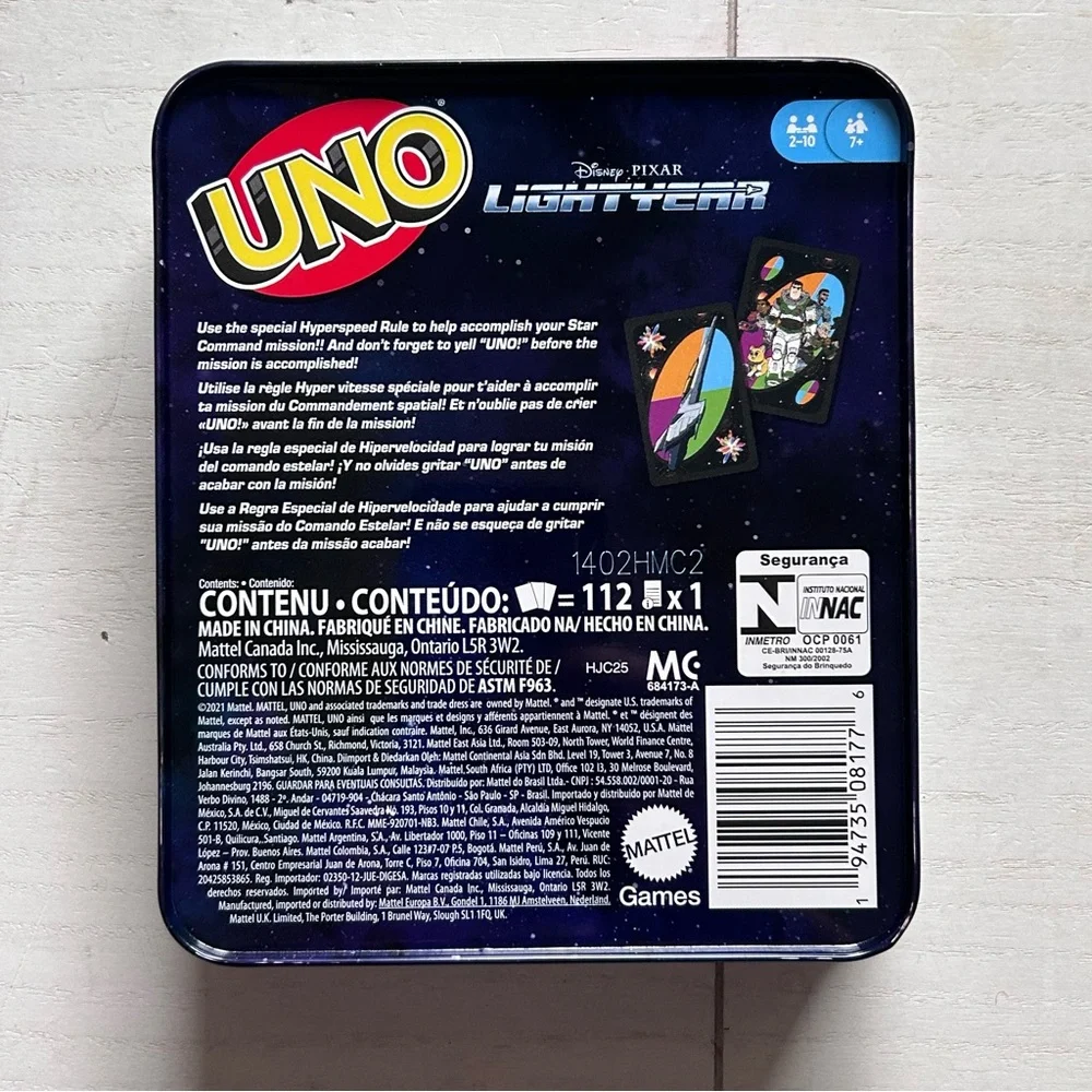 NIB‎ Mattel Games UNO Disney and Pixar Lightyear Card Game Collectible Tin